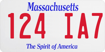 MA license plate 124IA7