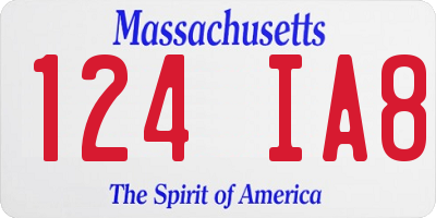 MA license plate 124IA8