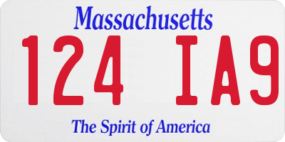 MA license plate 124IA9