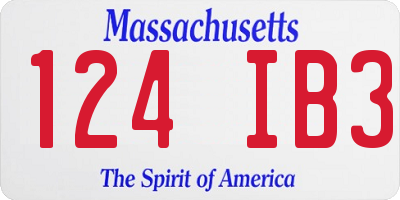 MA license plate 124IB3