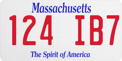 MA license plate 124IB7