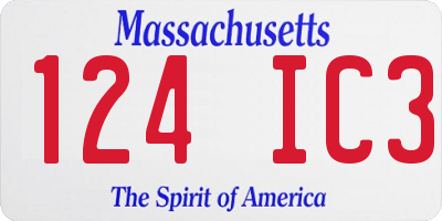 MA license plate 124IC3