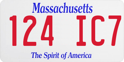MA license plate 124IC7