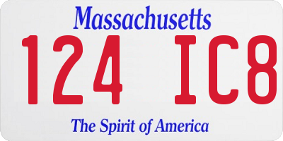 MA license plate 124IC8