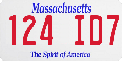 MA license plate 124ID7