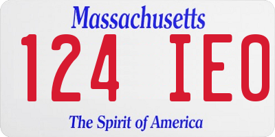 MA license plate 124IE0