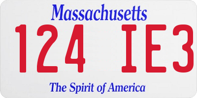 MA license plate 124IE3