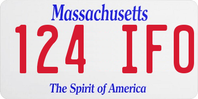 MA license plate 124IF0