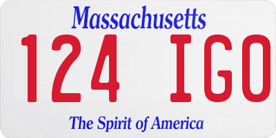 MA license plate 124IG0