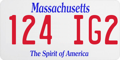 MA license plate 124IG2