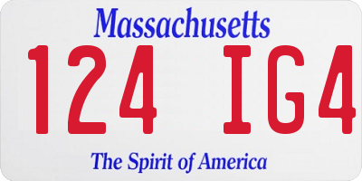 MA license plate 124IG4