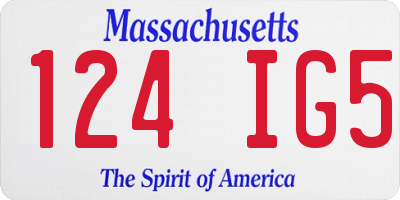 MA license plate 124IG5