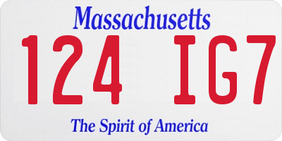 MA license plate 124IG7