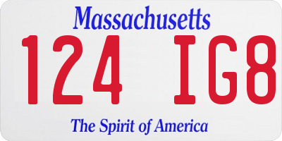 MA license plate 124IG8