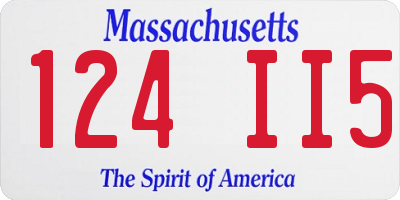 MA license plate 124II5