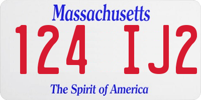 MA license plate 124IJ2