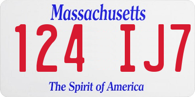 MA license plate 124IJ7