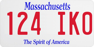 MA license plate 124IK0