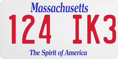 MA license plate 124IK3