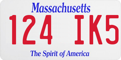 MA license plate 124IK5