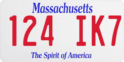MA license plate 124IK7