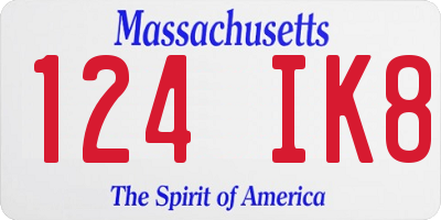 MA license plate 124IK8