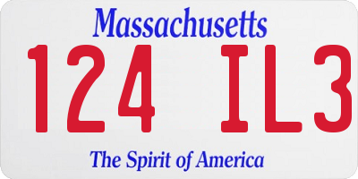 MA license plate 124IL3