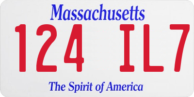 MA license plate 124IL7