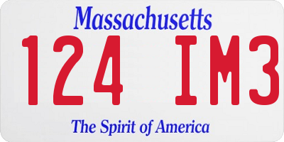 MA license plate 124IM3