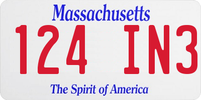 MA license plate 124IN3
