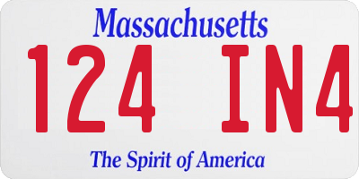 MA license plate 124IN4