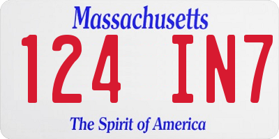 MA license plate 124IN7