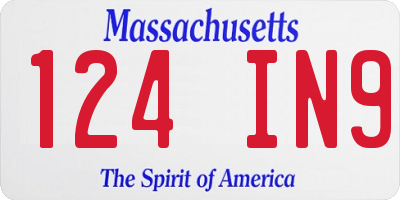 MA license plate 124IN9