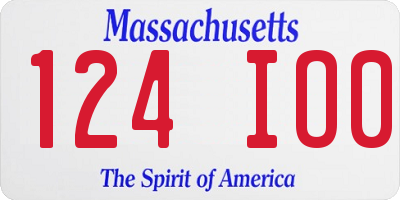MA license plate 124IO0