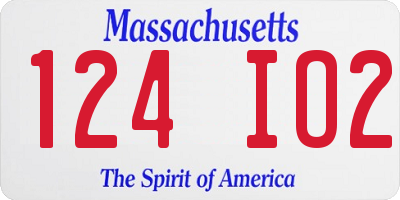 MA license plate 124IO2