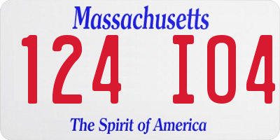 MA license plate 124IO4