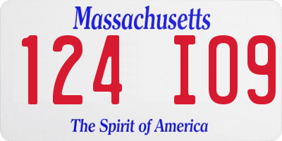 MA license plate 124IO9