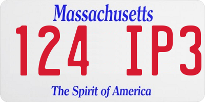 MA license plate 124IP3