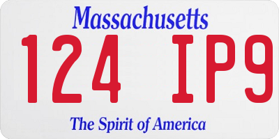 MA license plate 124IP9