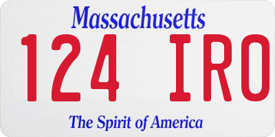MA license plate 124IR0