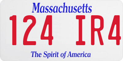 MA license plate 124IR4