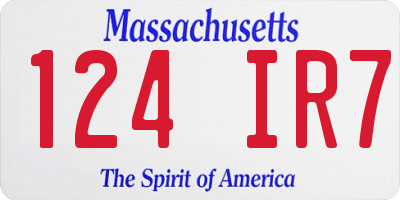 MA license plate 124IR7