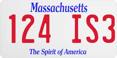 MA license plate 124IS3