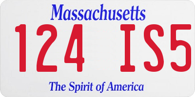 MA license plate 124IS5