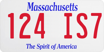 MA license plate 124IS7