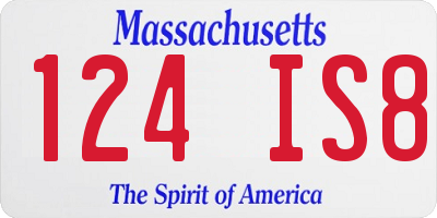 MA license plate 124IS8