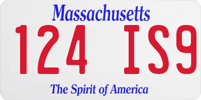 MA license plate 124IS9