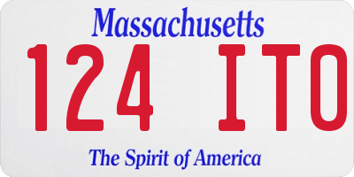 MA license plate 124IT0