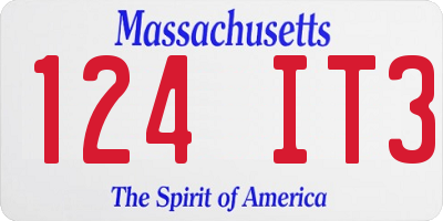 MA license plate 124IT3