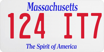 MA license plate 124IT7